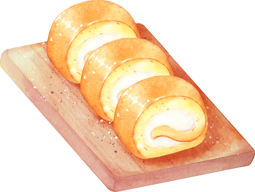 Vanilla Swiss cake roll watercolor