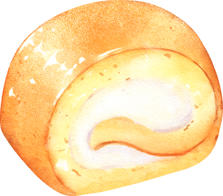 Vanilla Swiss cake roll watercolor