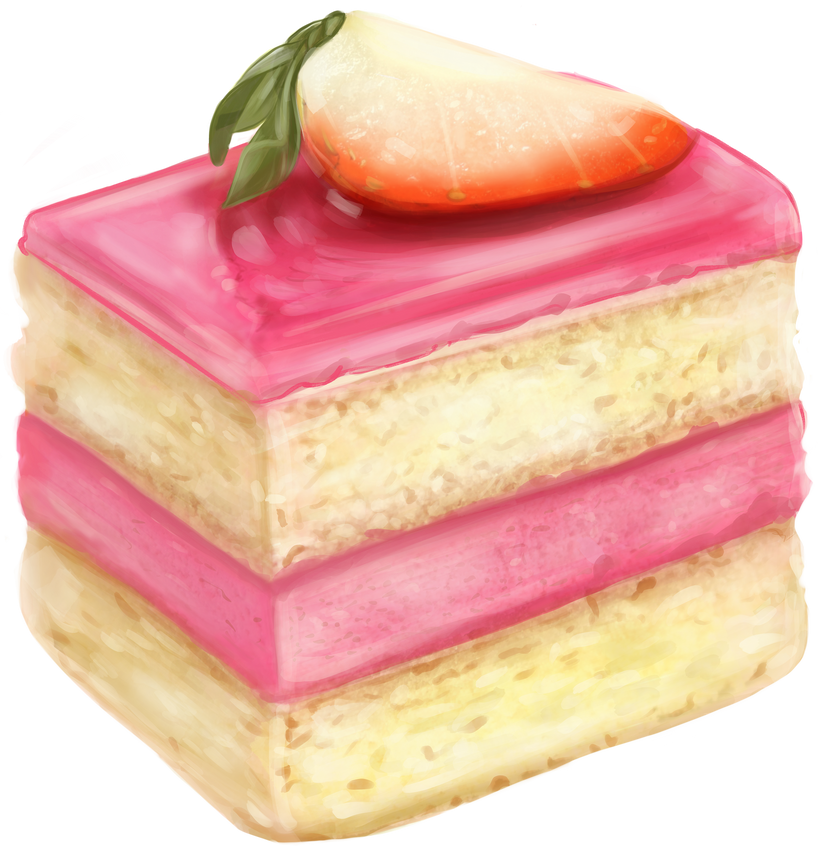 Piece of Delicious Cake with Strawberry Fruit 